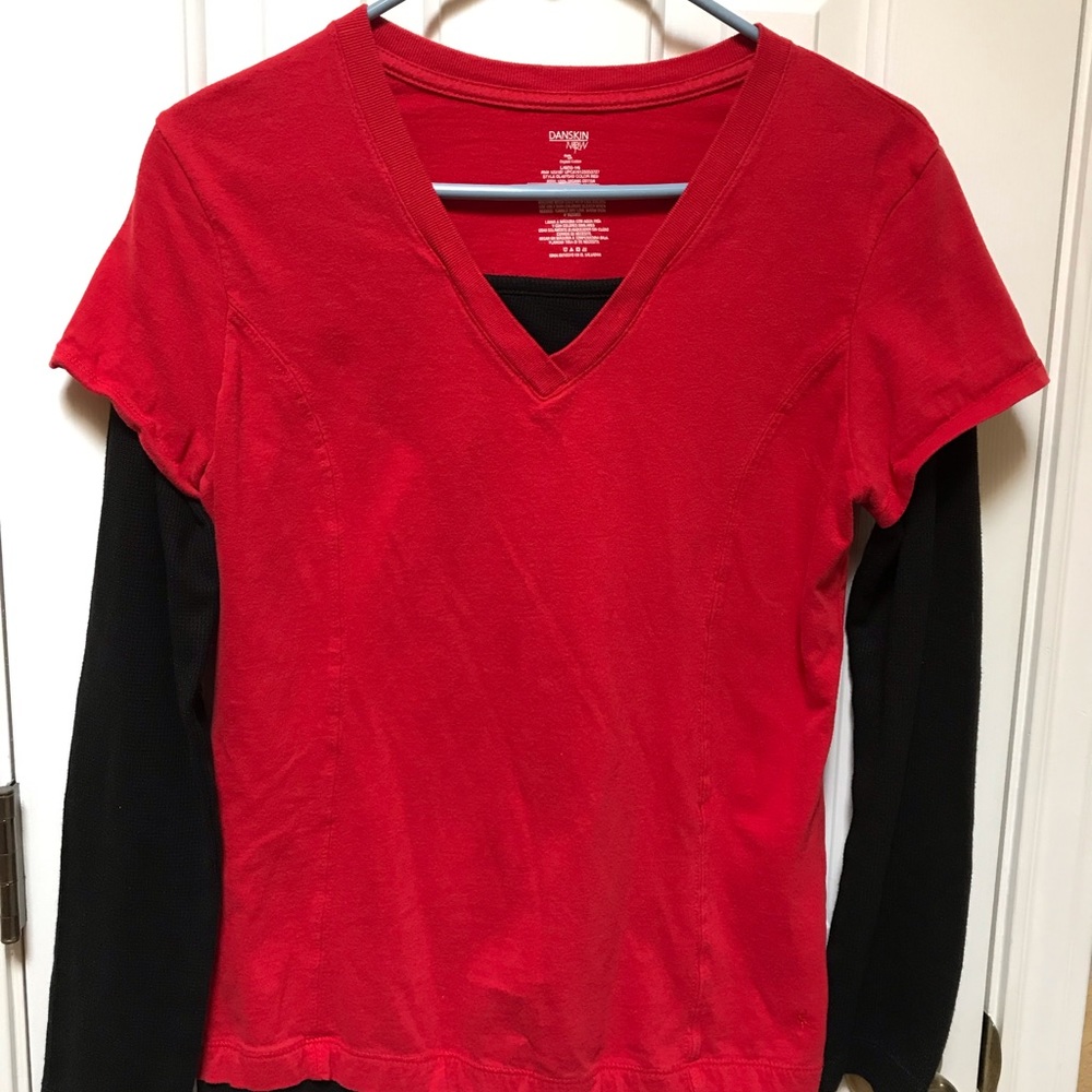 Danskin Mock 2-piece Long-Sleeved Shirt Large VGC